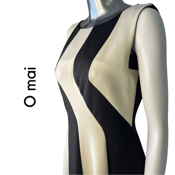 O Mai Sleeveless Colour Block Dress Black Tan Back  Zipper Size Medium - Picture 5 of 7